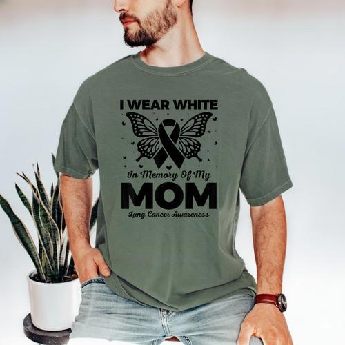 I Wear In Memory Of My Mom Butterfly Lung Cancer Men's Comfort Colors T-Shirt - Easessy
