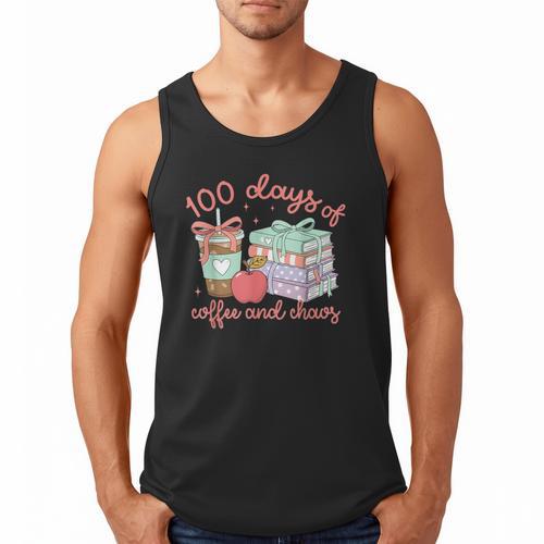 100 Days Of Coffee And Chaos Coquette Bow Book Apple Men Tank Top - Bookorys CA