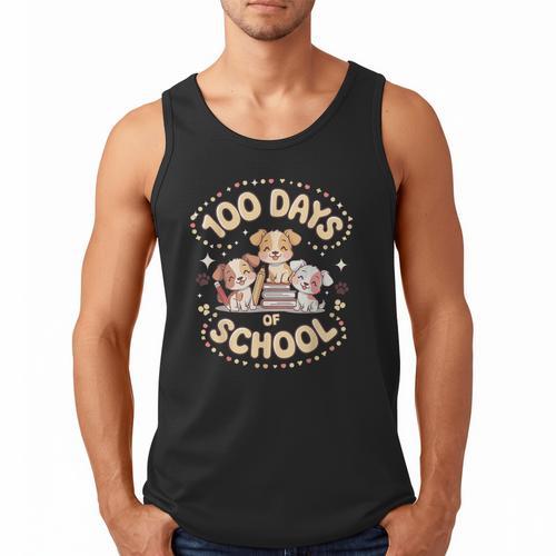 100 Days Of School Cute Puppies And Books Men Tank Top - Bookorys