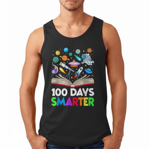 100th Day Of School Astronaut Books Space 100 Days Smarter Men Tank Top - Bookorys AU