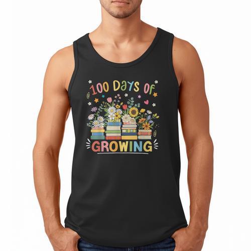 100th Day Of School Teacher Floral Books 100 Days Of Growing Men Tank Top - Bookorys UK