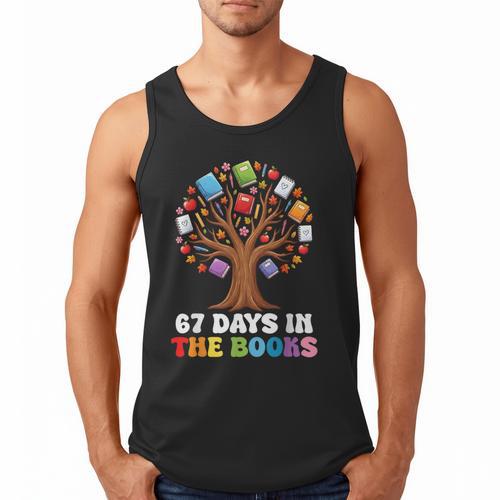 67 Days In The Books Reading Teacher 67th Day Of School Kids Men Tank Top - Bookorys DE