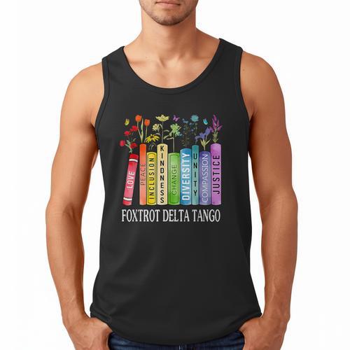 8647 Foxtrots Tangos Deltas Book Flower Resist Book Lovers Men Tank Top - Bookorys