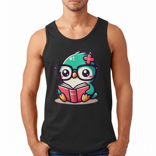 Adorable Book Lover Humming Bird With Reading Glasses Cute Men Tank Top - Bookorys CA