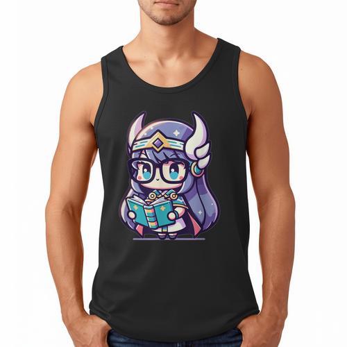 Adorable Book Lover Valkyrie With Reading Glasses Cute Men Tank Top - Bookorys