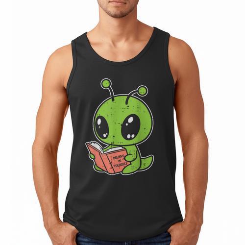 Alien Reading Book Believe In Yourself Kids Women Men Men Tank Top - Bookorys