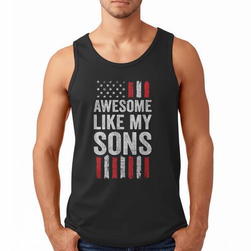 American Flag Dad Mom Awesome Like My Sons Men Tank Top - Father's Day Fun