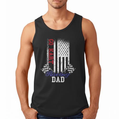 American Flag Go Kart Racing Race Dad Flag Men Tank Top - Father's Day Fun