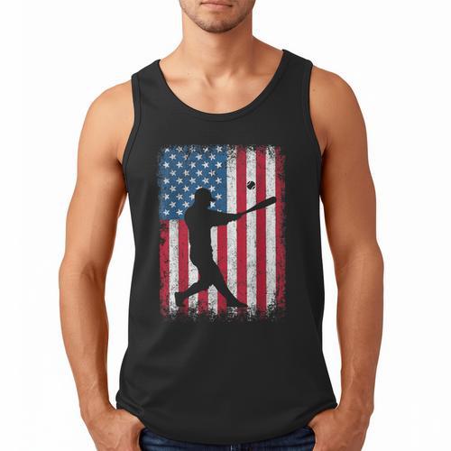 American Flag Vintage Baseball Flag Dad Mom Tee T-Shirt Men Tank Top - Father's Day Fun