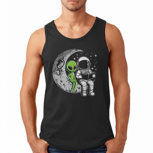Astronaut Reading Book To Alien Moon Space Women Kids Men Men Tank Top - Bookorys