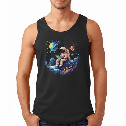 Astronaut Reading Book In Space Books Lover Bookworm Men Tank Top - Bookorys