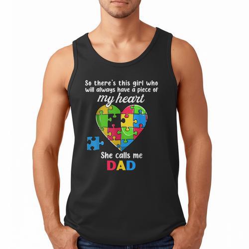 Autism Dad Of Autism Daughter Daddy Shirts Autistic Support Men Tank Top - Father's Day Fun