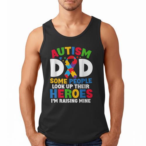 Autism Dad Puzzle Ribbon Proud Son Hero Autism Awareness Men Tank Top - Father's Day Fun