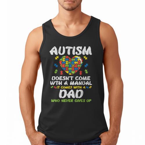Autism Doesnt Come With Manual Dad Puzzle Awareness Men Men Tank Top - Father's Day Fun