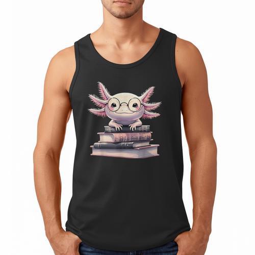 Axolotl Books Readsalotl Reading Bookworm Kawaii Axolotl Men Tank Top - Bookorys