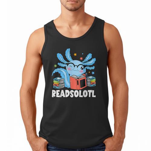 Axolotl Read Book Kawaii Reading Books For Men Women Men Tank Top - Bookorys