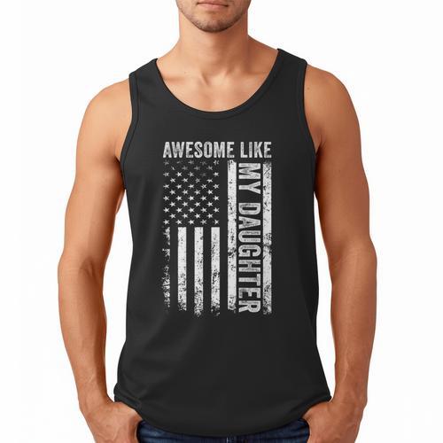 ON Back Awesome Like My Daughter Men Fathers Day Dad Men Tank Top - Father's Day Fun