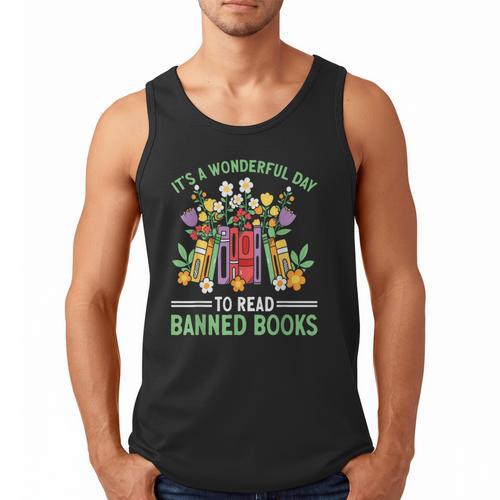 Banned Books Week Librarian Reading Men Tank Top - Bookorys UK