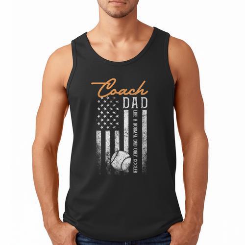 Baseball Coach Dad Like A Normal Dad Only Cooler USA Flag Men Tank Top - Father's Day Fun