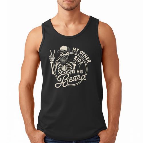 Bearded Dad Daddy Father’s Day My Other Ride Is His Beard Men Tank Top - Father's Day Fun