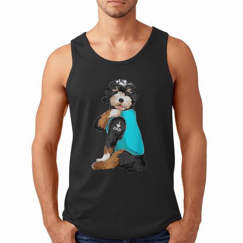 Bernedoodle I Love Dad Tattoo Apparel Dog Dad Dads Men Tank Top - Father's Day Fun