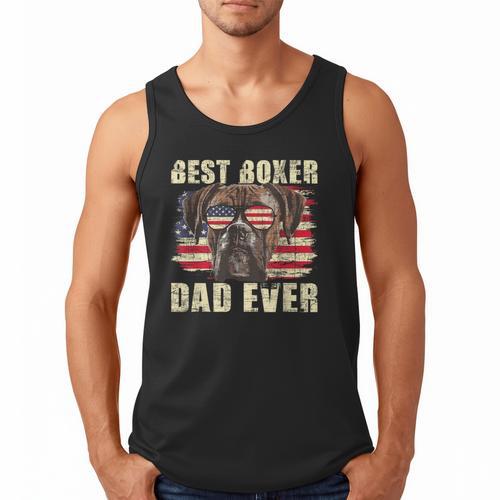 Best Boxer Dad Ever USA Flag American Dog Animal Lover Men Tank Top - Father's Day Fun