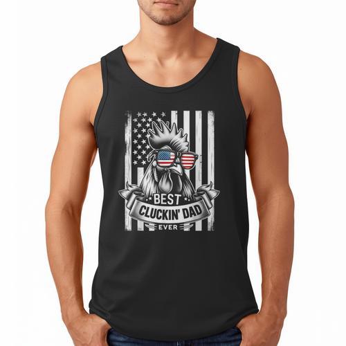 Best Cluckin' Dad Ever Chicken Lover Graphic Tees Cotton Polyester Casual Graphic Small Crew Neck Short Sleeve Men Tank Top - Father's Day Fun