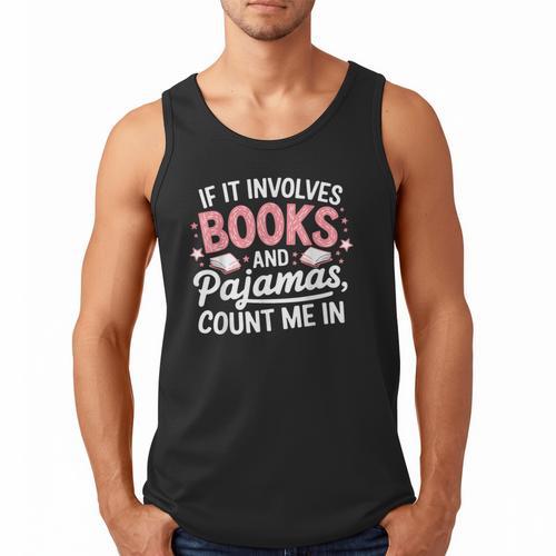 Book & Pajamas Humorous Book Lover Reading Bedtime Men Tank Top - Bookorys