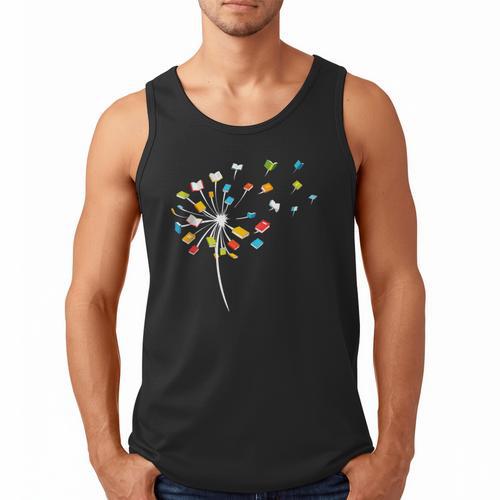 Book Dandelion Reading Lover Bookworm Bookish Librarian Read Men Tank Top - Bookorys CA