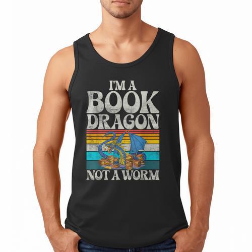 Im a Book Dragon Not a Worm Dragon Men Tank Top - Bookorys AU