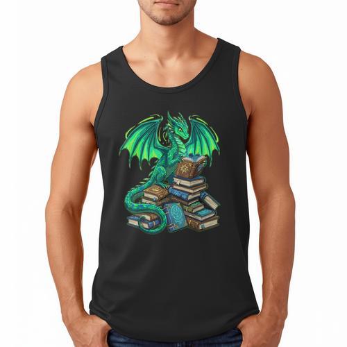 Book Dragon Reading Fantasy Men Tank Top - Bookorys AU