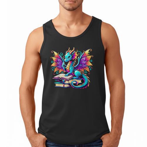 Book Dragon Reading Men Tank Top - Bookorys AU