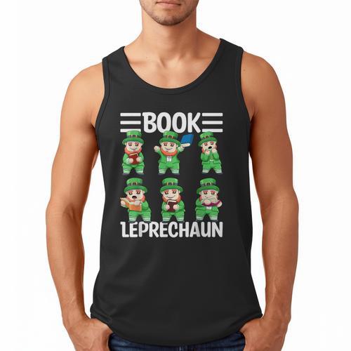 Book Leprechaun St Patrick's Day Library Librarian Reading Men Tank Top - Bookorys AU
