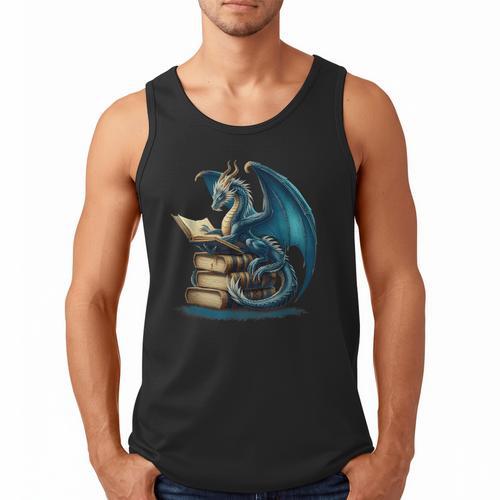 Book Lover Bookworm Reading Books Dragon Sci-Fi Character Men Tank Top - Bookorys