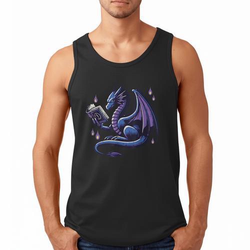 Book Lover Dragon Reading Cool Fantasy Women Girls Kids Men Men Tank Top - Bookorys