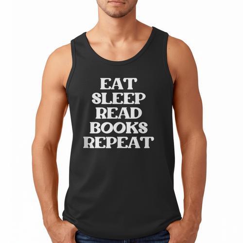 Book Lover Book Eat Sleep Read Books Repeat Men Tank Top - Bookorys