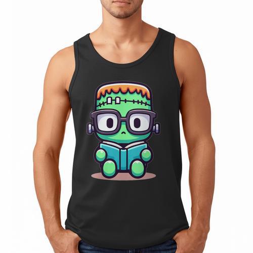 Book Lover Frankenstein's Monster With Reading Glasses Men Tank Top - Bookorys UK