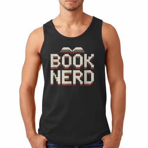 Book Nerd Retro Pixel Reading Librarian Aesthetic Men Tank Top - Bookorys
