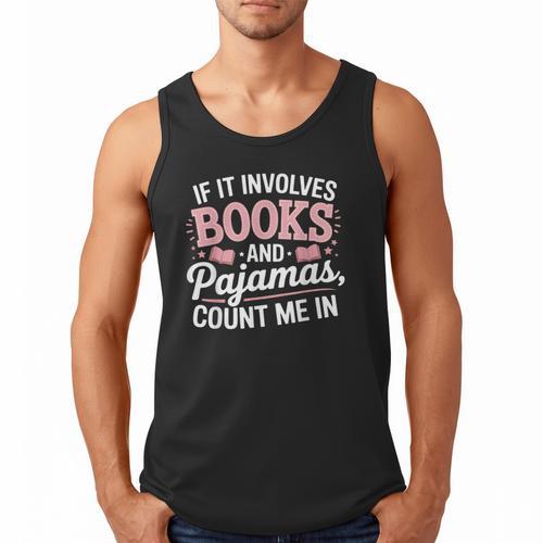 Book And Pajamas Humorous Book Lover Reading Bedtime Men Tank Top - Bookorys