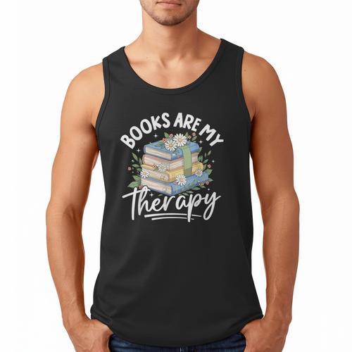 Book Are My Therapy Aesthetic Bookish Reading Men Tank Top - Bookorys