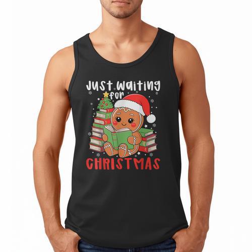 Book Reading Just Waiting For Christmas Gingerbread Men Tank Top - Bookorys