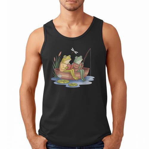 Book Shirt Frog Toad Fishing Vintage Book Frog Men Tank Top - Bookorys CA