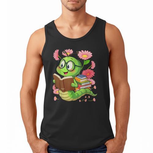 Book Worm Costume World Book Day Cute Kawaii Worm Reading Men Tank Top - Bookorys