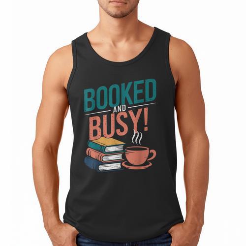Booked And Busy Cool Coffee Reading Relaxing Books Men Tank Top - Bookorys CA