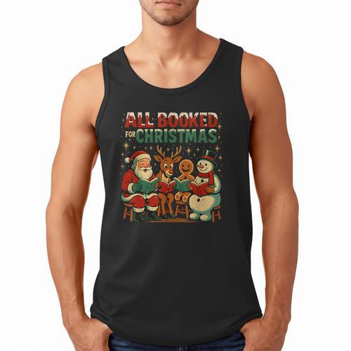 All Booked For Christmas Book Lover Men Tank Top - Bookorys CA