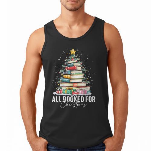 All Booked For Christmas Coquette Books Teacher Xmas Tree Men Tank Top - Bookorys