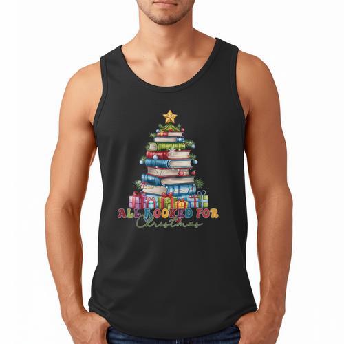 All Booked For Christmas Teacher Reading Student Bookworm Men Tank Top - Bookorys