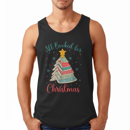 All Booked For Christmas Tree Book Bookish Christmas Men Tank Top - Bookorys