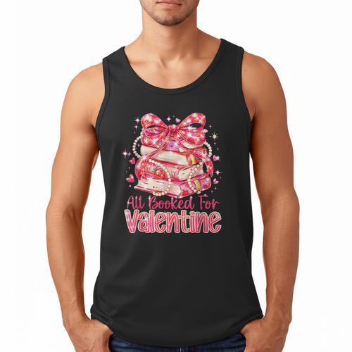 All Booked For Valentine Cute Pink Book Lover Aesthetic Men Tank Top - Bookorys