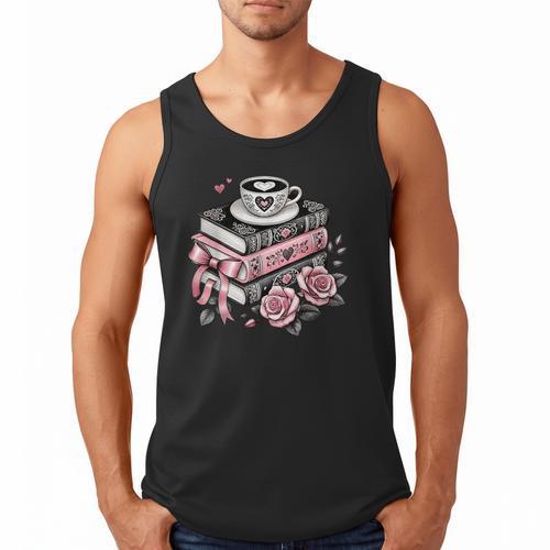 All Booked For Valentine's Coquette Bow Books Teacher Girly Men Tank Top - Bookorys